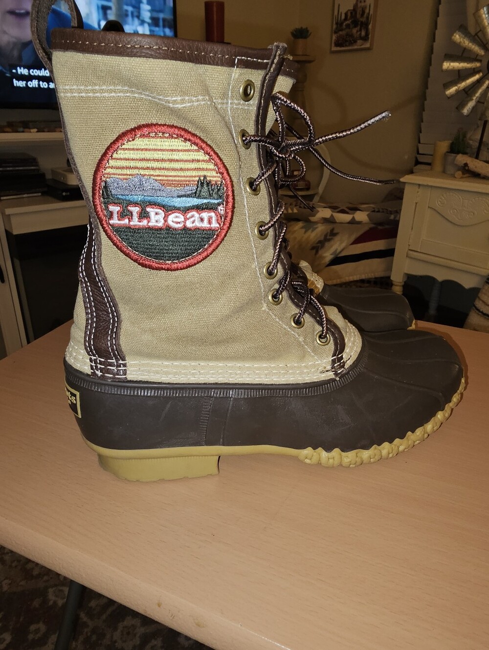 L.L. BEAN 'Bean Boots' Limited Edition Waxed Canvas Mt Katahdin Logo 9M Like New